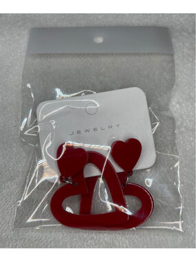 3-Jewelry Heart Earrings Set of Red, Pink, White New!